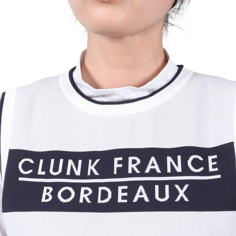 クランク（CLUNK）（レディース）ゴルフウェア 吸汗速乾 消臭 長袖モックネックシャツ ニットベスト セット CL5PUG02 WHT