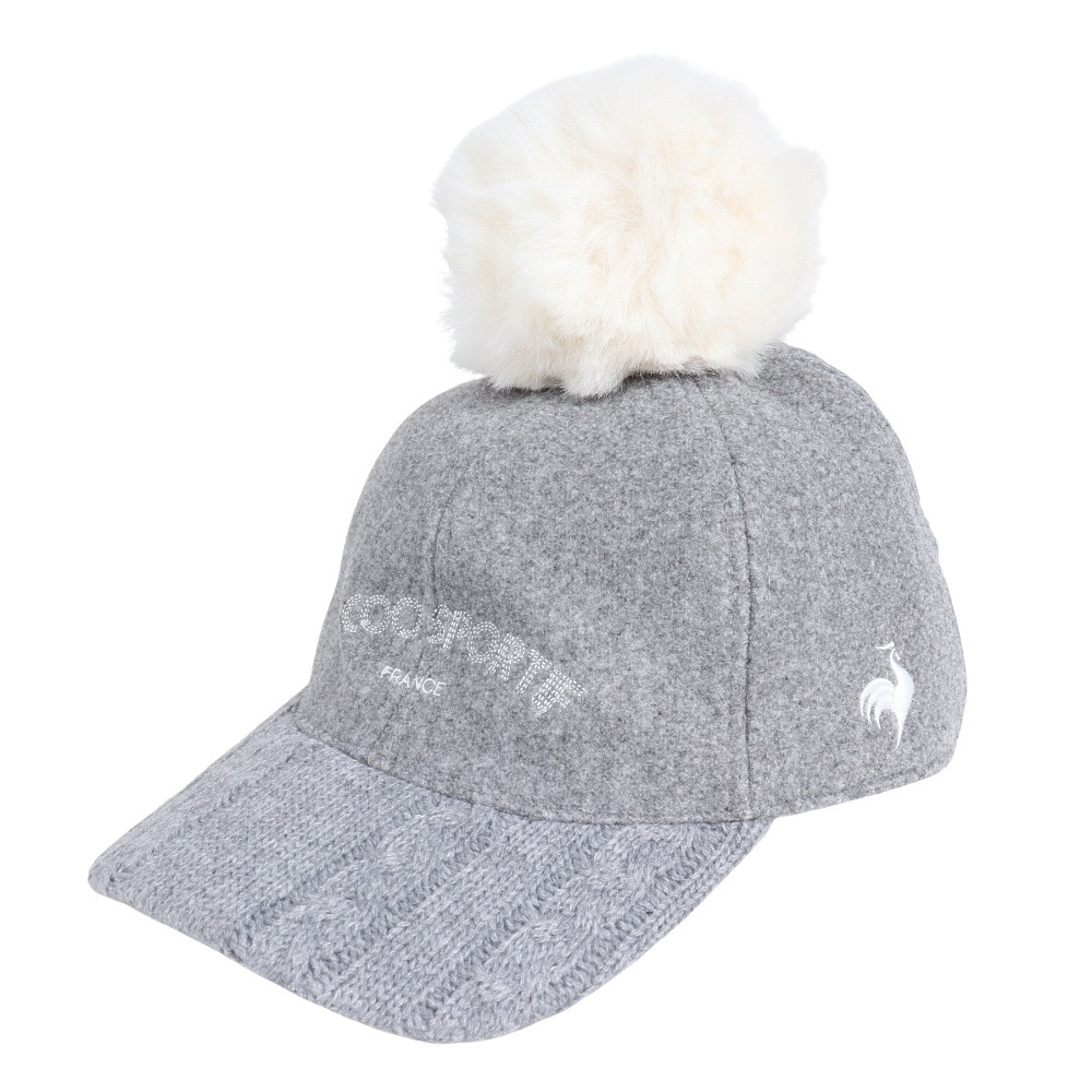 ルコックスポルティフ（lecoqsportif）（レディース）ゴルフ 防寒 保温 ヒートナビ ポンポン付きキャップ QGCWJC07 GY00