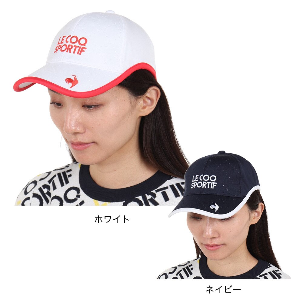 ルコックスポルティフ（lecoqsportif）（レディース）ゴルフ 吸汗速乾 抗菌防臭 帽子 ロゴエンボスキャップ QGCWJC01 WH00