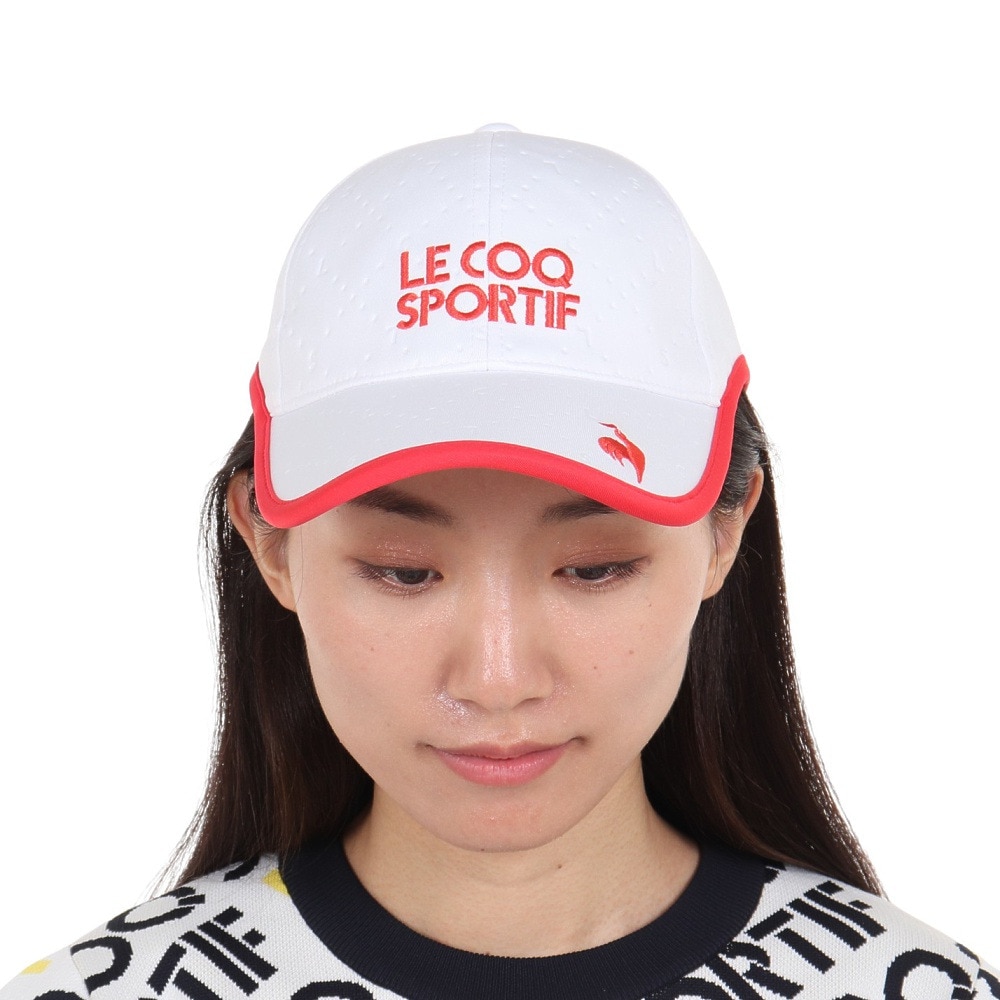 ルコックスポルティフ（lecoqsportif）（レディース）ゴルフ 吸汗速乾 抗菌防臭 帽子 ロゴエンボスキャップ QGCWJC01 WH00