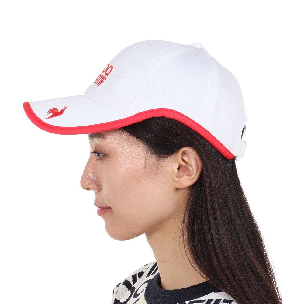 ルコックスポルティフ（lecoqsportif）（レディース）ゴルフ 吸汗速乾 抗菌防臭 帽子 ロゴエンボスキャップ QGCWJC01 WH00