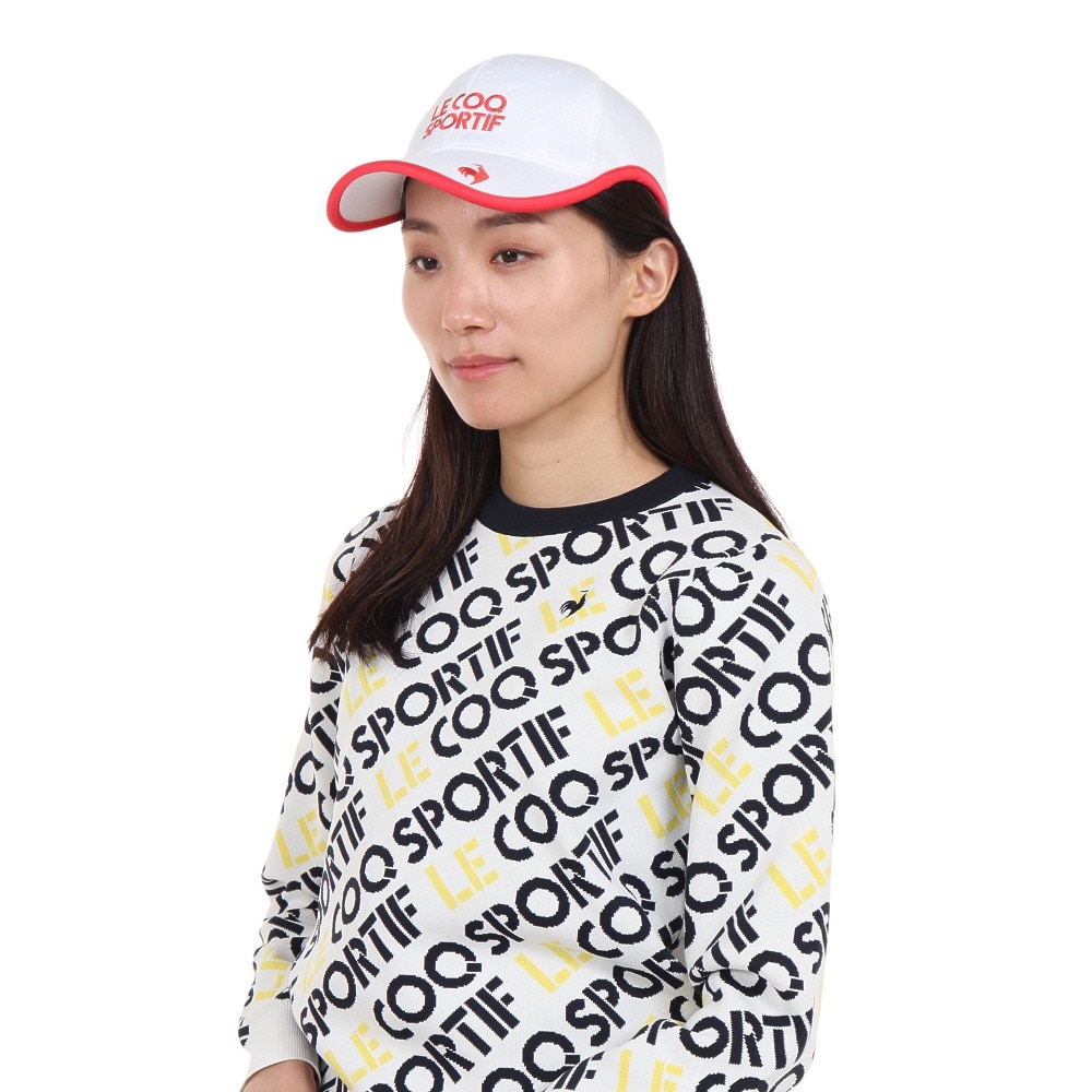 ルコックスポルティフ（lecoqsportif）（レディース）ゴルフ 吸汗速乾 抗菌防臭 帽子 ロゴエンボスキャップ QGCWJC01 WH00