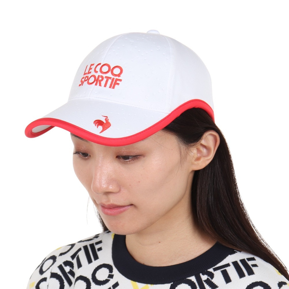 ルコックスポルティフ（lecoqsportif）（レディース）ゴルフ 吸汗速乾 抗菌防臭 帽子 ロゴエンボスキャップ QGCWJC01 WH00