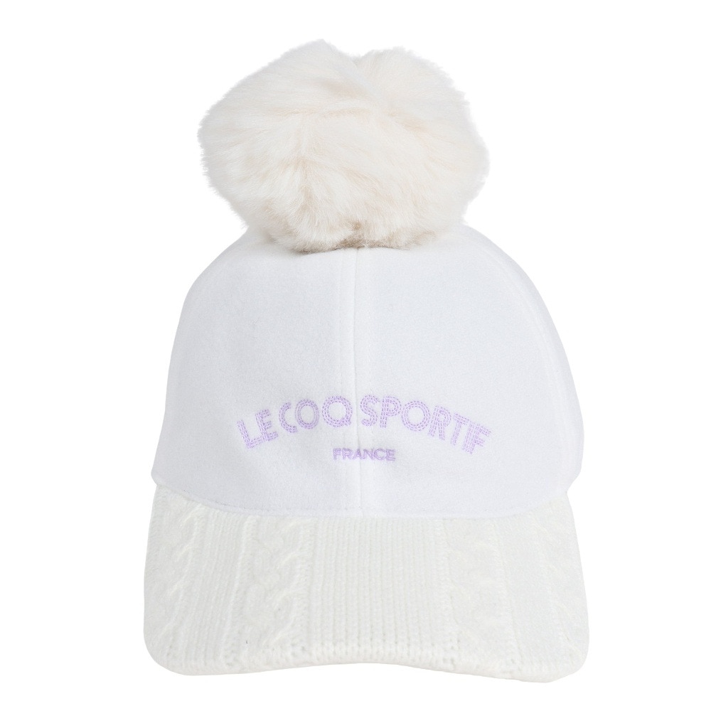 ルコックスポルティフ（lecoqsportif）（レディース）ゴルフ ヒートナビ ポンポン付きキャップ QGCWJC07 WH00