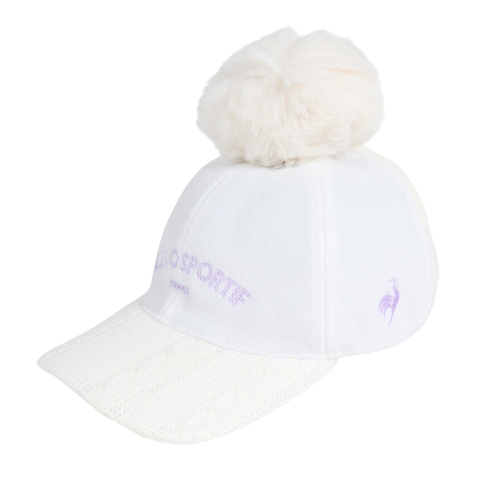 ルコックスポルティフ（lecoqsportif）（レディース）ゴルフ ヒートナビ ポンポン付きキャップ QGCWJC07 WH00