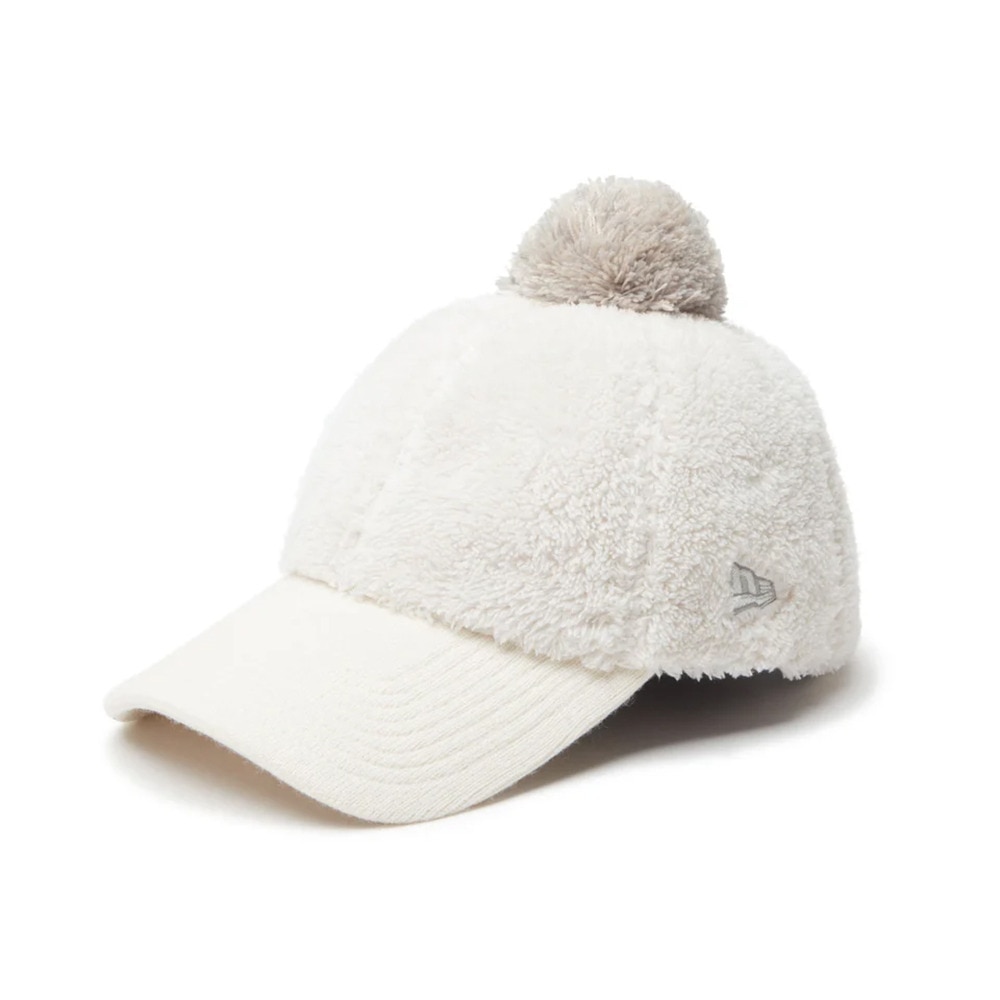 ニューエラ（NEW ERA）（レディース）ゴルフ キャップ Women's 9THIRTY ポンポン ロングバイザー ミンクフリース アイボリー 14326209