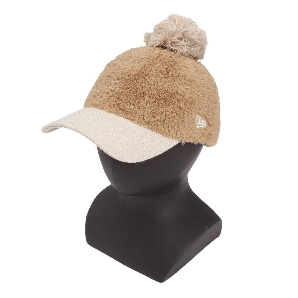 ニューエラ（NEW ERA）（レディース）ゴルフ キャップ 帽子 Womens 9THIRTY ポンポン ロングバイザー ミンクフリース キャメル 14326210