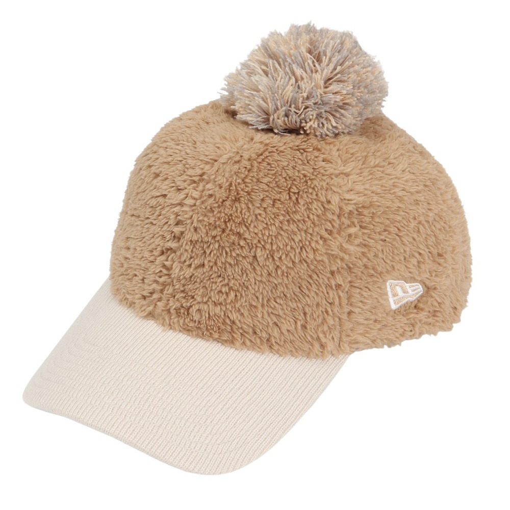 ニューエラ（NEW ERA）（レディース）ゴルフ キャップ 帽子 Womens 9THIRTY ポンポン ロングバイザー ミンクフリース キャメル 14326210
