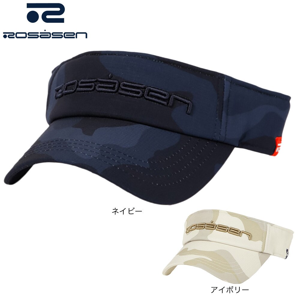 ROSASEN（レディース）ゴルフ 吸水速乾 撥水 ミニリップ迷彩プリントバイザー 046-51263-098