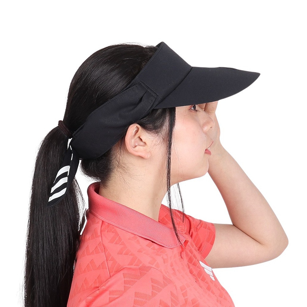 アディダス（adidas）（レディース）ゴルフ スリーストライプス リボンバイザー IKK39-IK9751BK