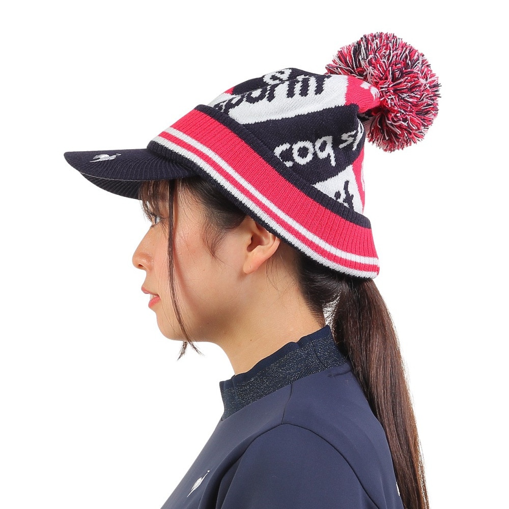 ルコックスポルティフ（lecoqsportif）（レディース）ゴルフ 防寒 庇付きニットキャップ QGCWJC05 NV00