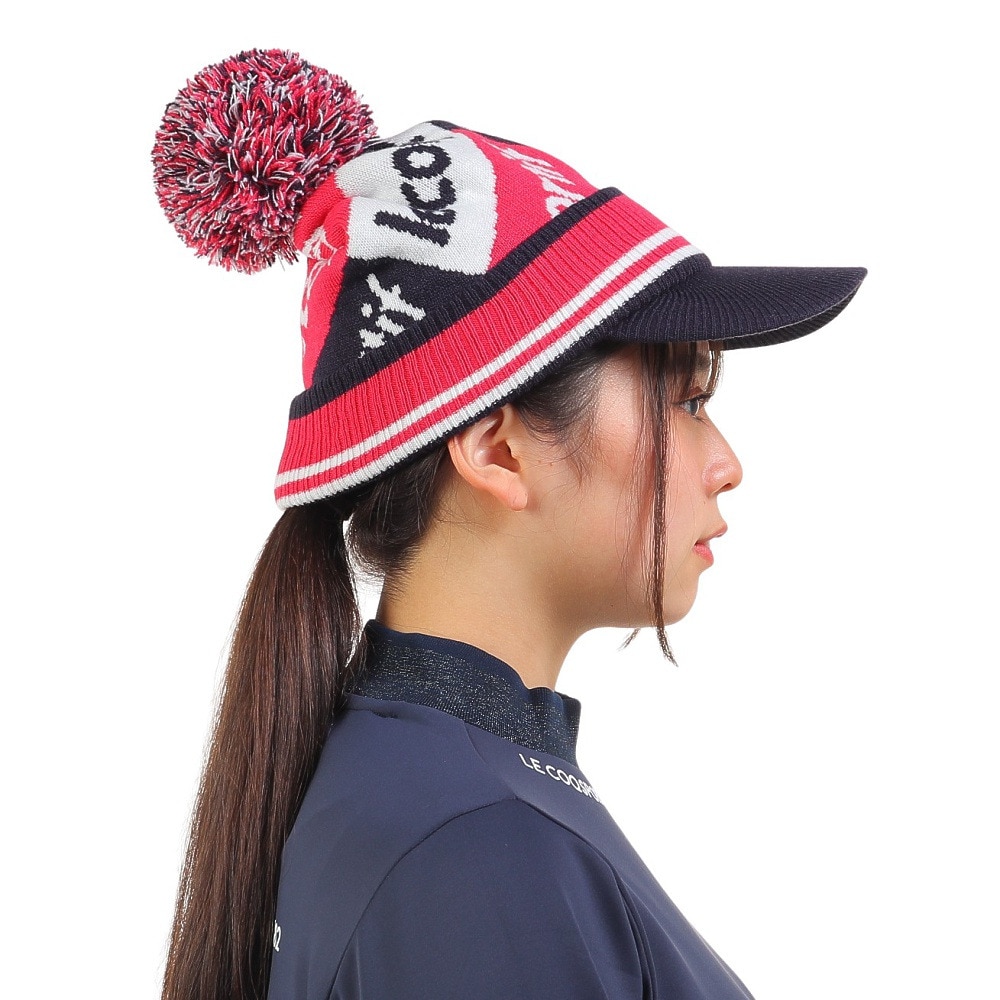ルコックスポルティフ（lecoqsportif）（レディース）ゴルフ 防寒 庇付きニットキャップ QGCWJC05 NV00