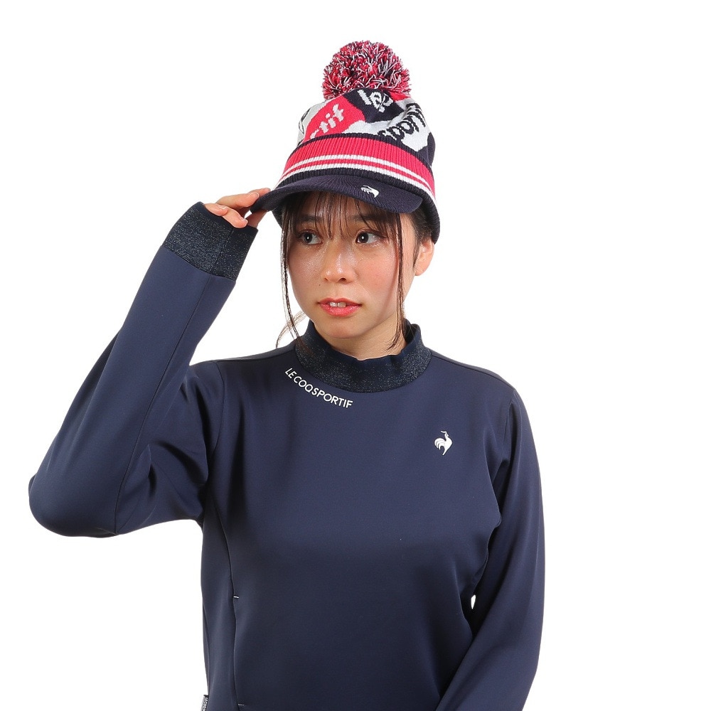 ルコックスポルティフ（lecoqsportif）（レディース）ゴルフ 防寒 庇付きニットキャップ QGCWJC05 NV00