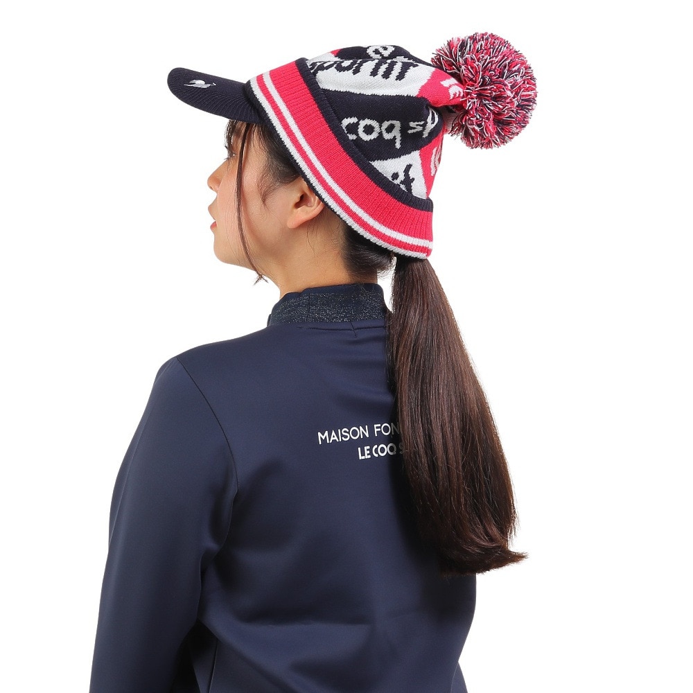 ルコックスポルティフ（lecoqsportif）（レディース）ゴルフ 防寒 庇付きニットキャップ QGCWJC05 NV00