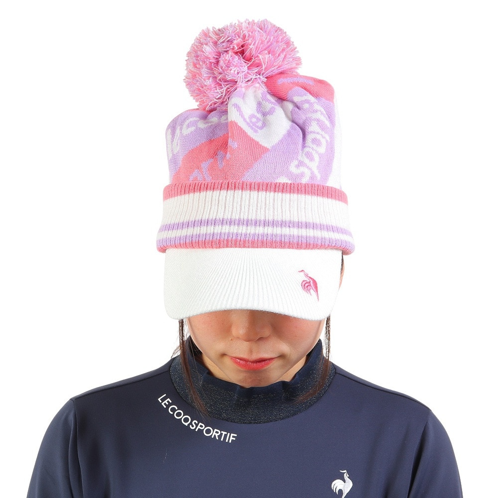 ルコックスポルティフ（lecoqsportif）（レディース）ゴルフ 防寒 庇付きニットキャップ QGCWJC05 WH00