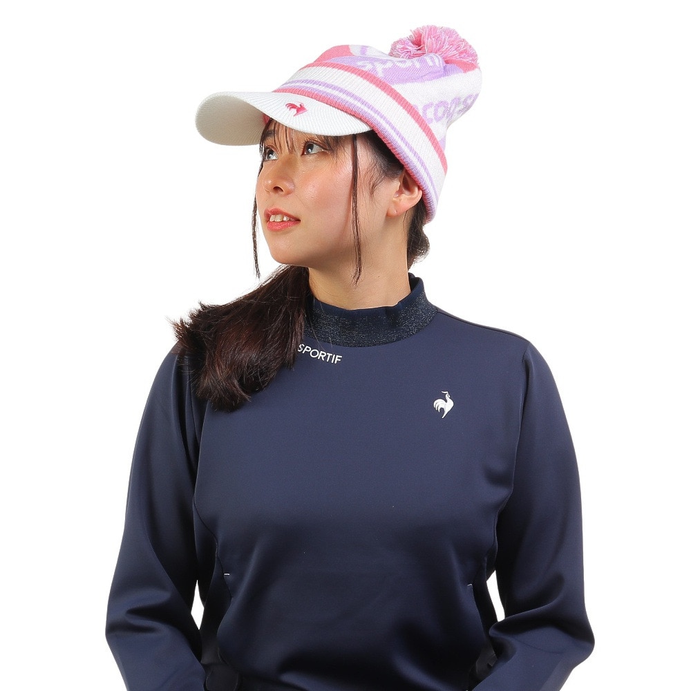 ルコックスポルティフ（lecoqsportif）（レディース）ゴルフ 防寒 庇付きニットキャップ QGCWJC05 WH00