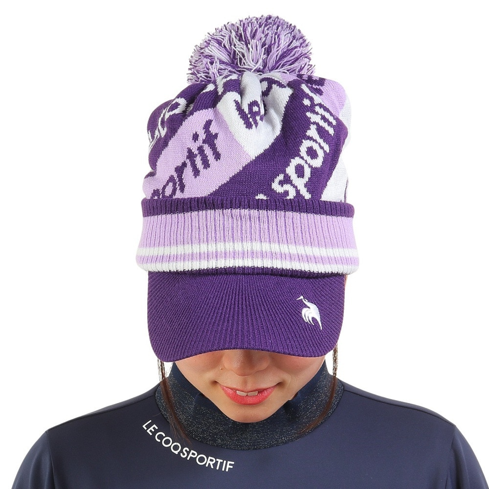 ルコックスポルティフ（lecoqsportif）（レディース）ゴルフ 防寒 庇付きニットキャップ QGCWJC05 PP00