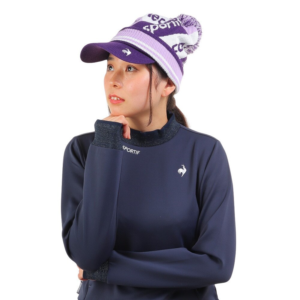 ルコックスポルティフ（lecoqsportif）（レディース）ゴルフ 防寒 庇付きニットキャップ QGCWJC05 PP00