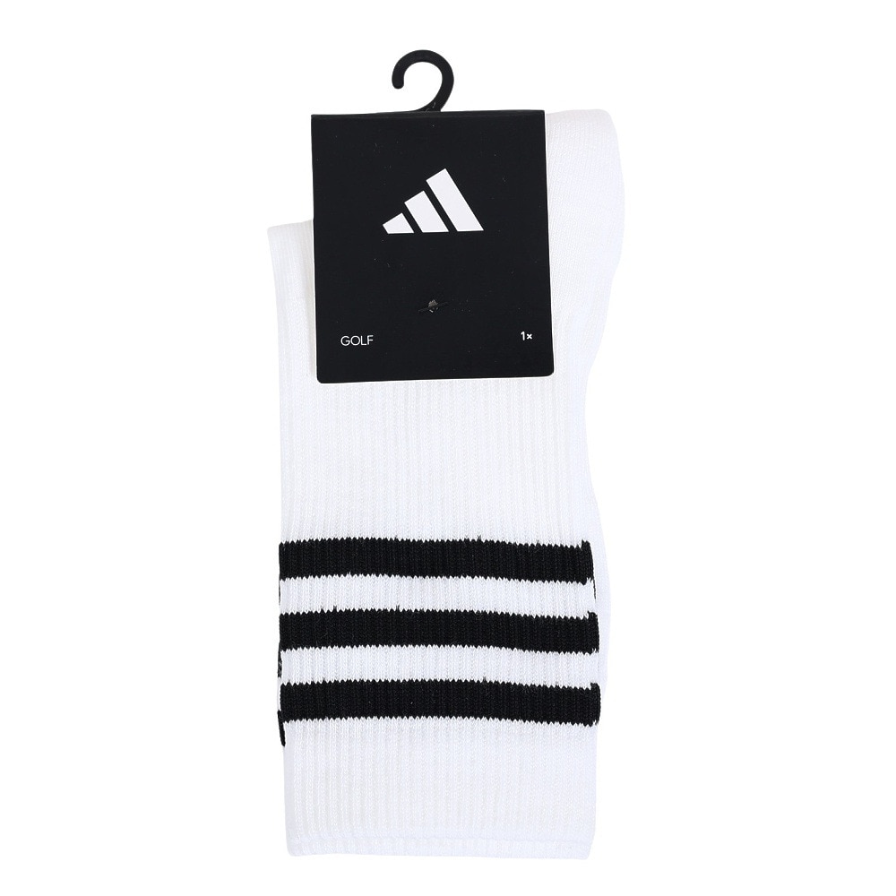 アディダス（adidas）（レディース）ゴルフ クルー丈 スリーストライプ クッションソックス MGR52-HT5820 WH/BK