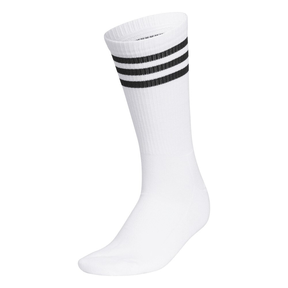 アディダス（adidas）（レディース）ゴルフ クルー丈 スリーストライプ クッションソックス MGR52-HT5820 WH/BK