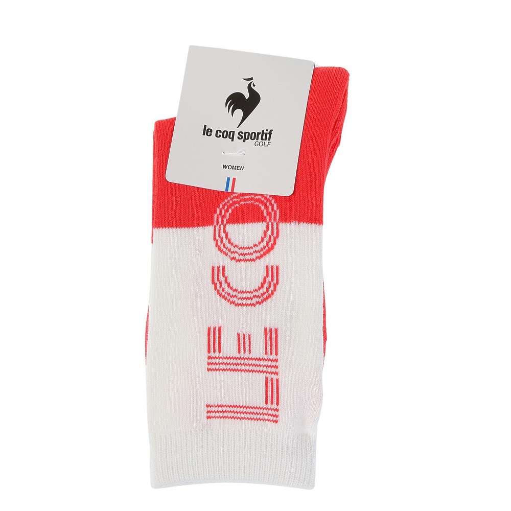 ルコックスポルティフ（lecoqsportif）（レディース）ゴルフ 抗菌防臭 バイカラーレギュラー丈ソックス QGCWJB04 WHRD