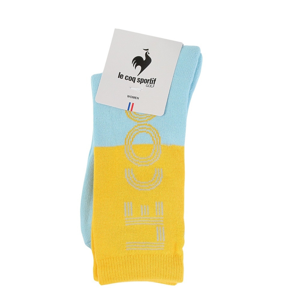 ルコックスポルティフ（lecoqsportif）（レディース）ゴルフ 抗菌防臭 バイカラーレギュラー丈ソックス QGCWJB04 YLBL