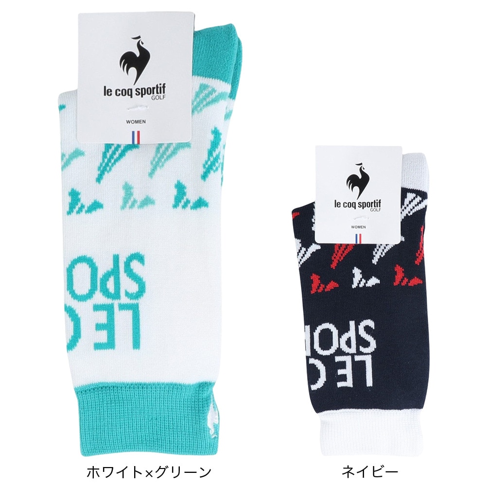 ルコックスポルティフ（lecoqsportif）（レディース）ゴルフ 抗菌防臭 ジャガードレギュラー丈ソックス QGCXJB10 WH00