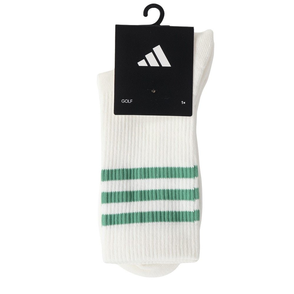 アディダス（adidas）（レディース）ゴルフ クルー丈 スリーストライプ クッションソックス MGR52-IS6533 W/GRN