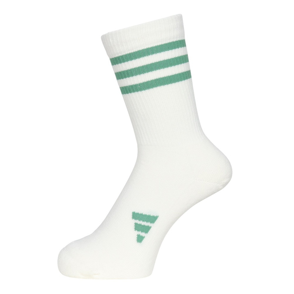 アディダス（adidas）（レディース）ゴルフ クルー丈 スリーストライプ クッションソックス MGR52-IS6533 W/GRN