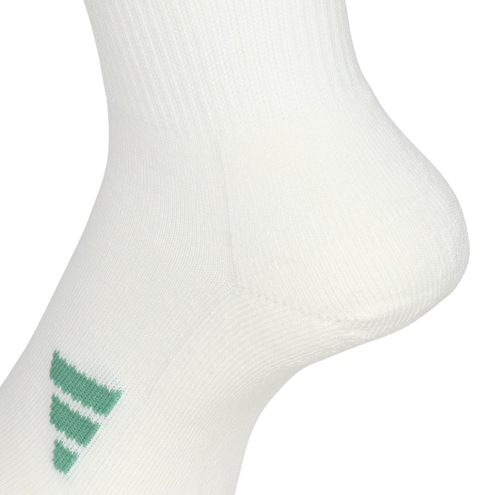 アディダス（adidas）（レディース）ゴルフ クルー丈 スリーストライプ クッションソックス MGR52-IS6533 W/GRN