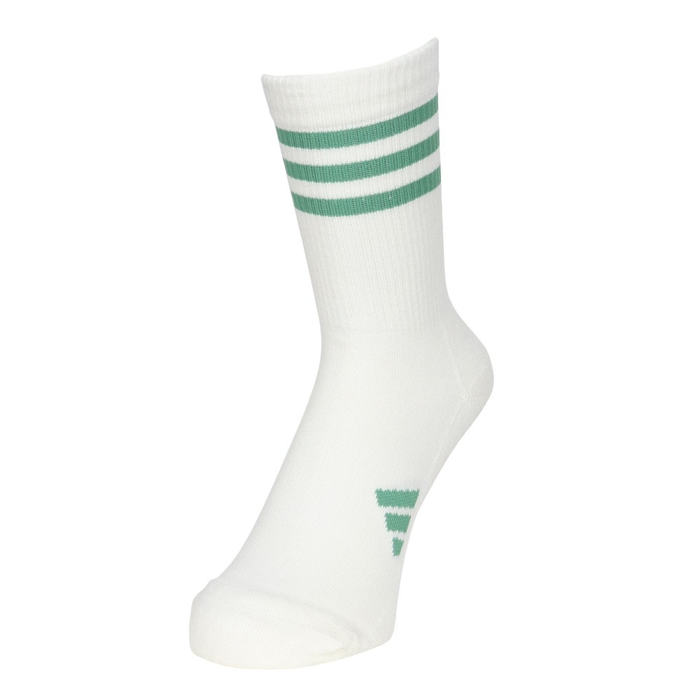 アディダス（adidas）（レディース）ゴルフ クルー丈 スリーストライプ クッションソックス MGR52-IS6533 W/GRN