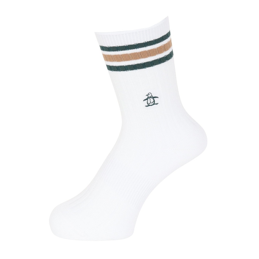 マンシングウエア（MUNSING WEAR）（レディース）ゴルフ ミドル丈 ラインソックス MGCXJB01 WHGR
