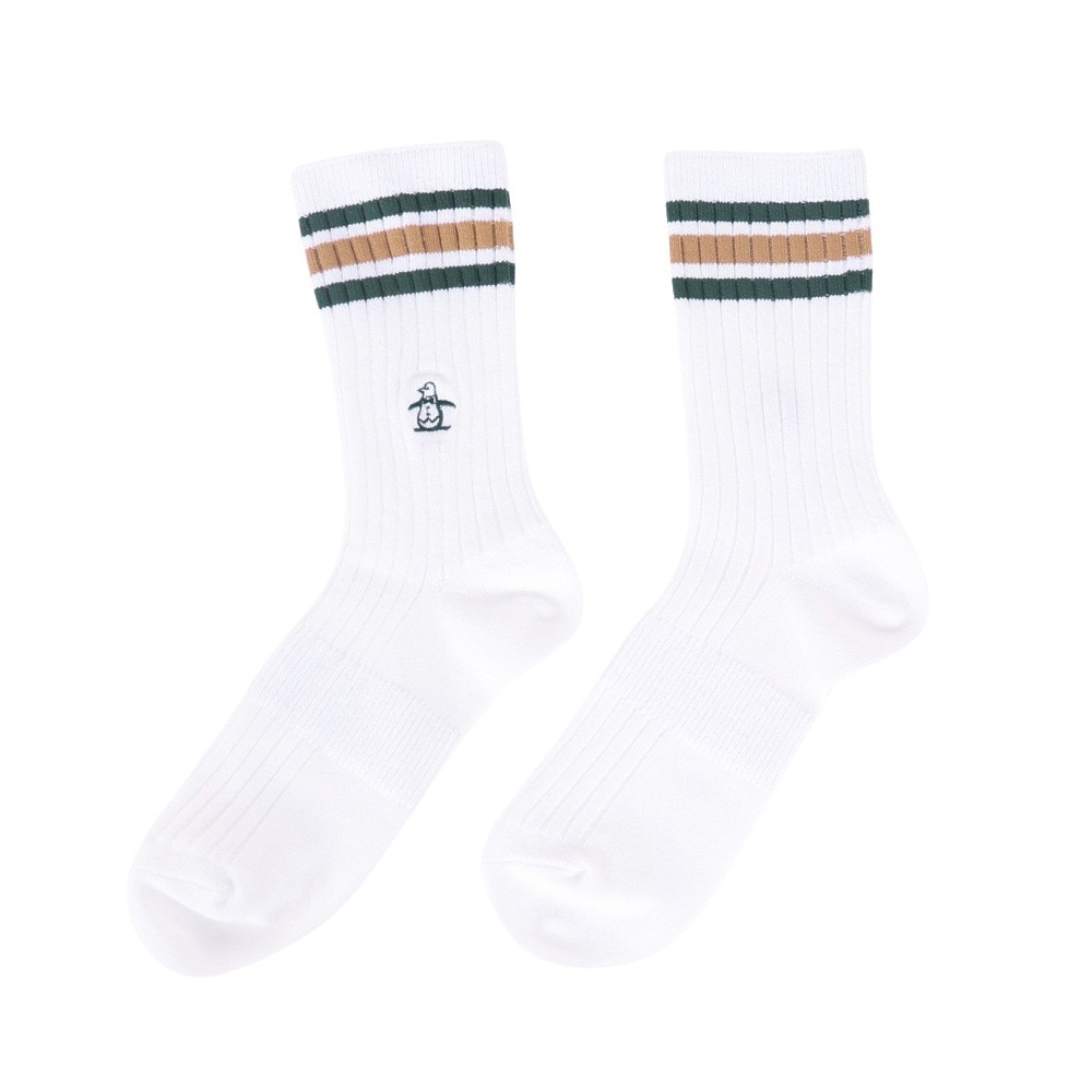 マンシングウエア（MUNSING WEAR）（レディース）ゴルフ ミドル丈 ラインソックス MGCXJB01 WHGR