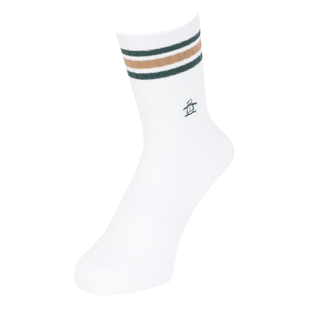 マンシングウエア（MUNSING WEAR）（レディース）ゴルフ ミドル丈 ラインソックス MGCXJB01 WHGR