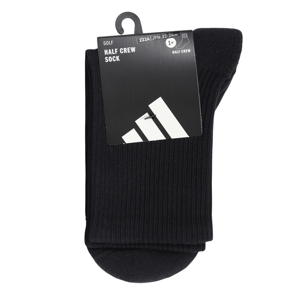 アディダス（adidas）（レディース）ハーフクルー丈 ソリッド クッションソックス KSM66-JD4436BLK
