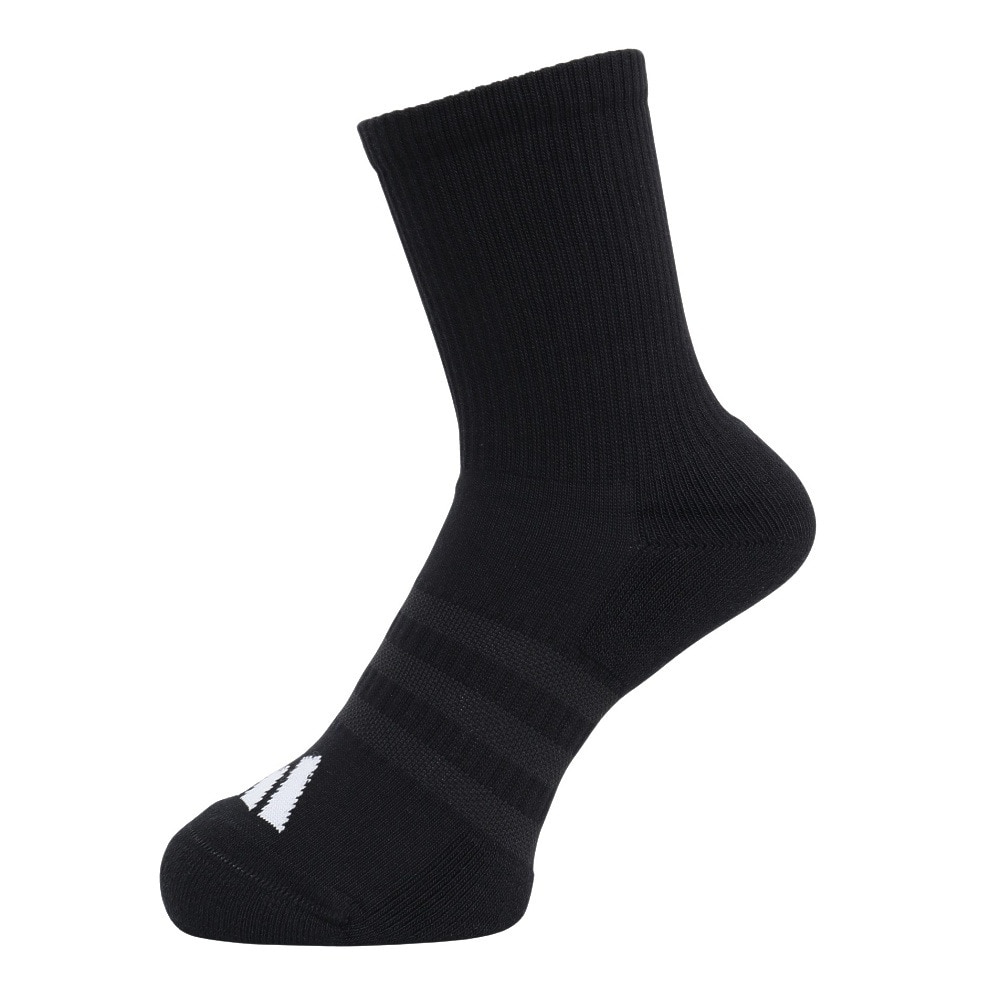 アディダス（adidas）（レディース）ハーフクルー丈 ソリッド クッションソックス KSM66-JD4436BLK