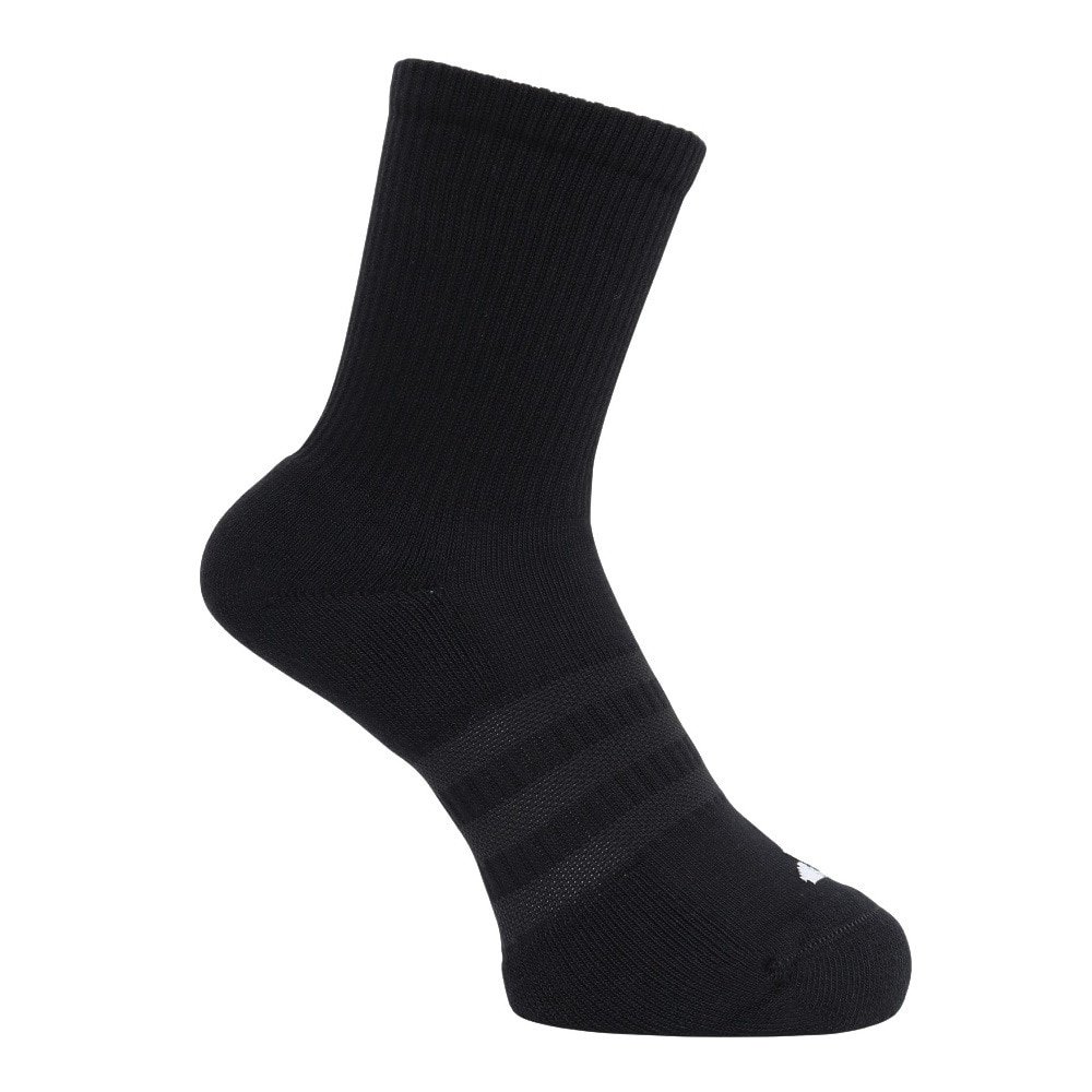 アディダス（adidas）（レディース）ハーフクルー丈 ソリッド クッションソックス KSM66-JD4436BLK