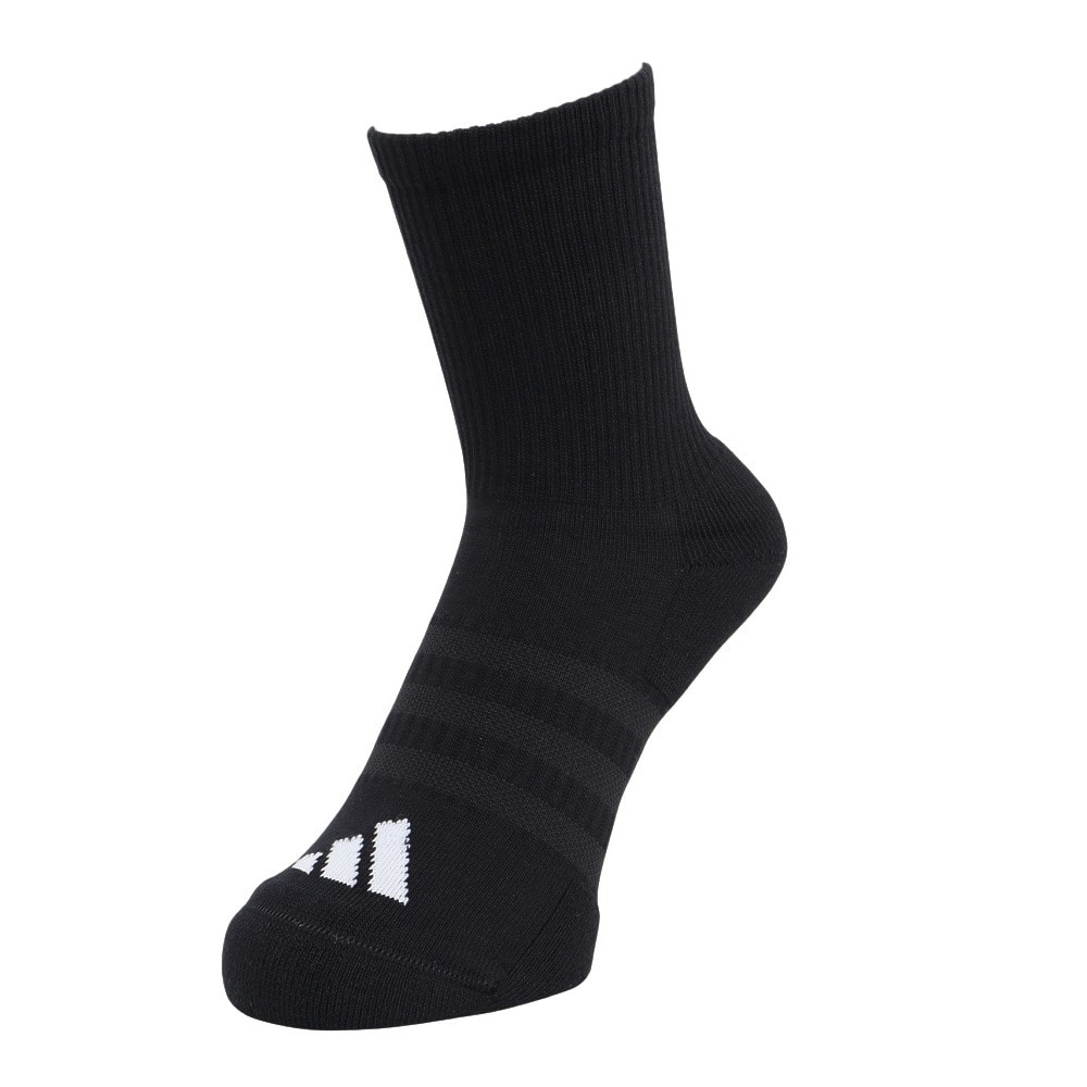 アディダス（adidas）（レディース）ハーフクルー丈 ソリッド クッションソックス KSM66-JD4436BLK