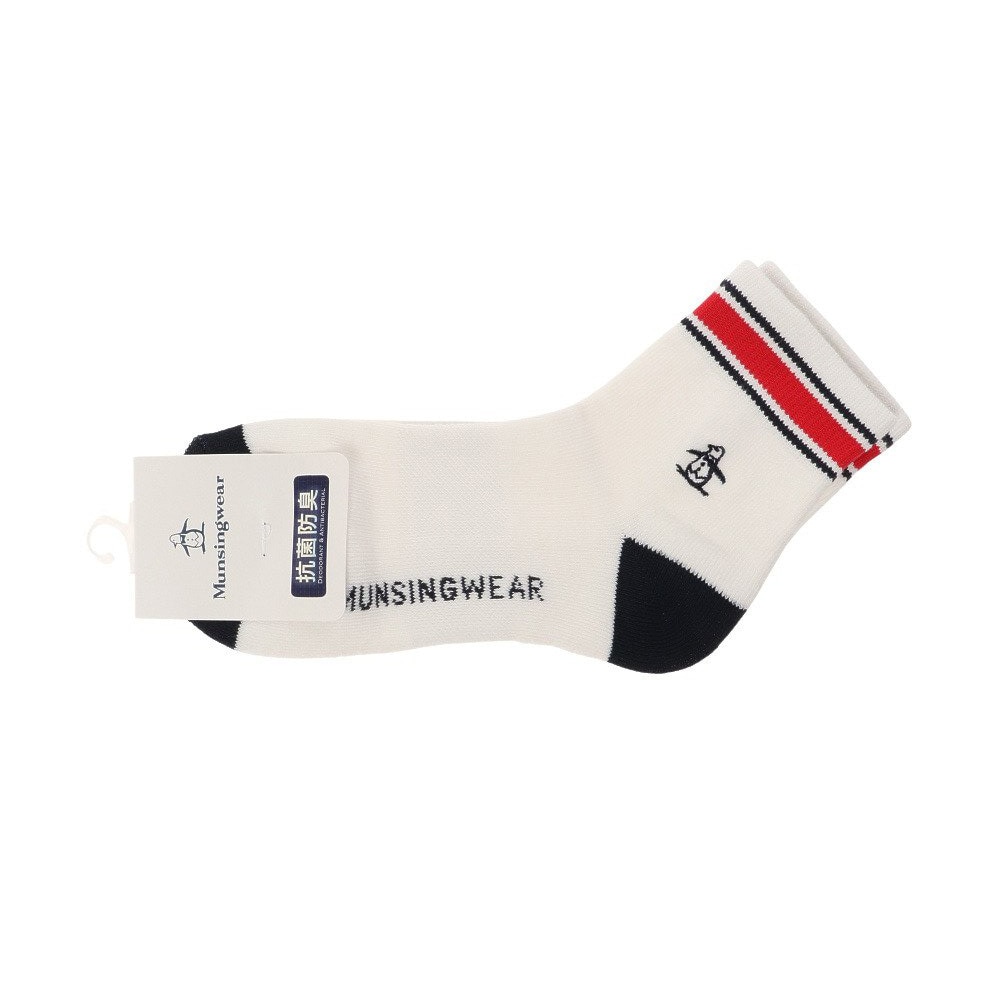 マンシングウエア（MUNSING WEAR）（レディース）ゴルフ 抗菌防臭 ラインソックス ショート丈 MGCSJB12 WHNV