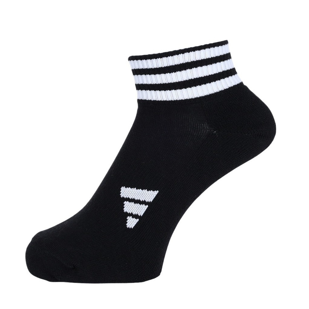 アディダス（adidas）（メンズ、レディース）ゴルフ アンクル丈 スリーストライプス クッションソックス MGR64-HT5778 BK/WH