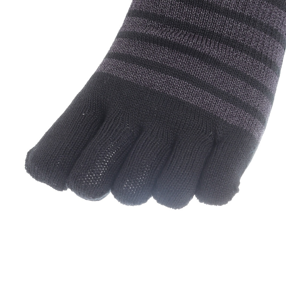 マンシングウエア（MUNSING WEAR）（レディース）ゴルフ 抗菌防臭 SEASON ショート丈 光沢ボーダー5本指ソックス MGCVJB05 BK00