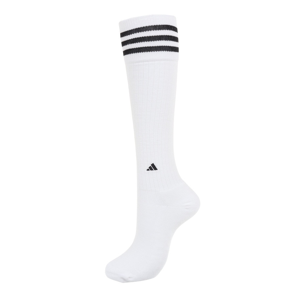 アディダス（adidas）（レディース）ゴルフ ひざ丈 スリーストライプ クッションソックス MGR63-HT5773 WH/BK