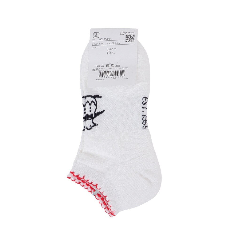 マンシングウエア（MUNSING WEAR）（レディース）ゴルフ 抗菌防臭 アンクル丈 ペンギン柄ジャカードソックス MG5SSO02L WH00