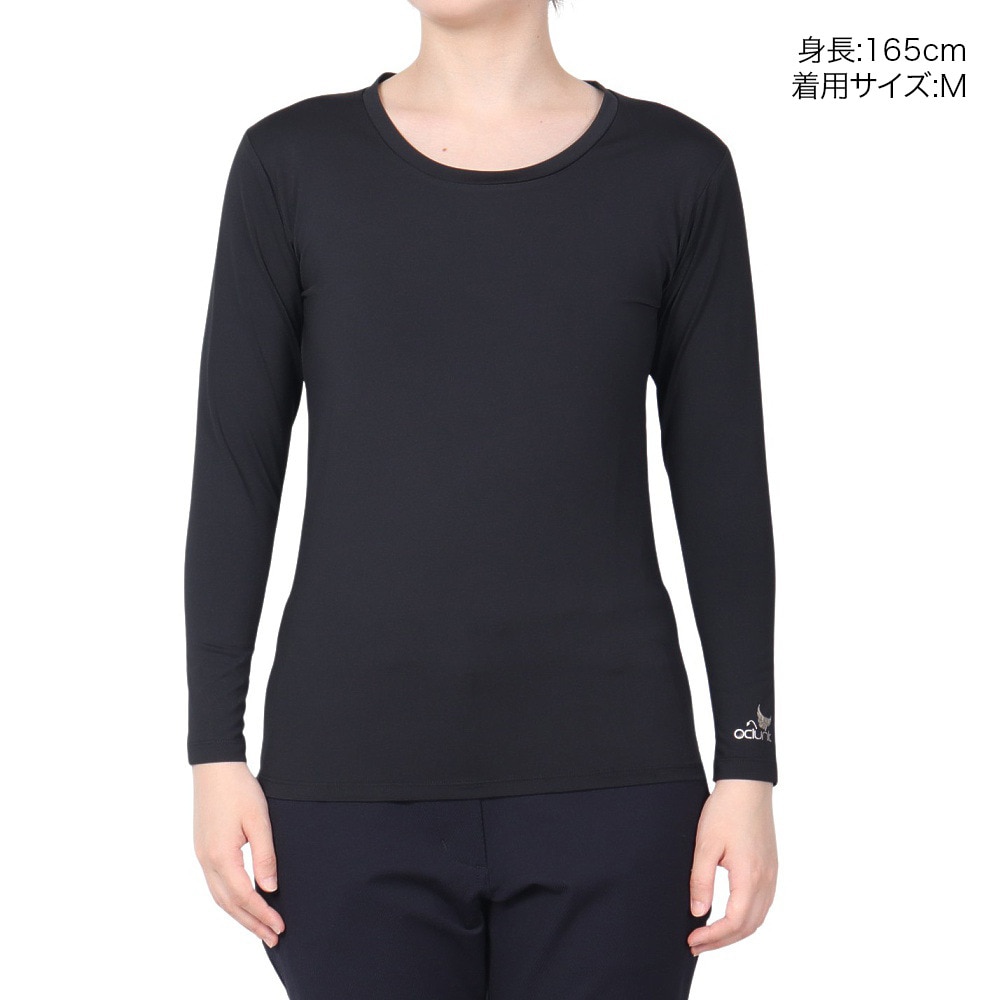 クランク（CLUNK）（レディース）ゴルフウェア インナー 吸水 速乾 Uネック長袖アンダーシャツ CL5MUU04 BLK