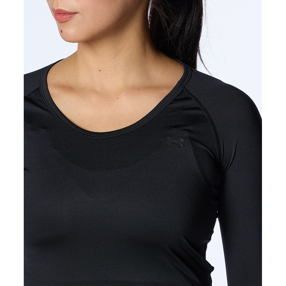 アンダーアーマー（UNDER ARMOUR）（レディース）ゴルフウェア 消臭 ヒートギア コンプレッション ロングスリーブ クルーネック シャツ 1384844 001