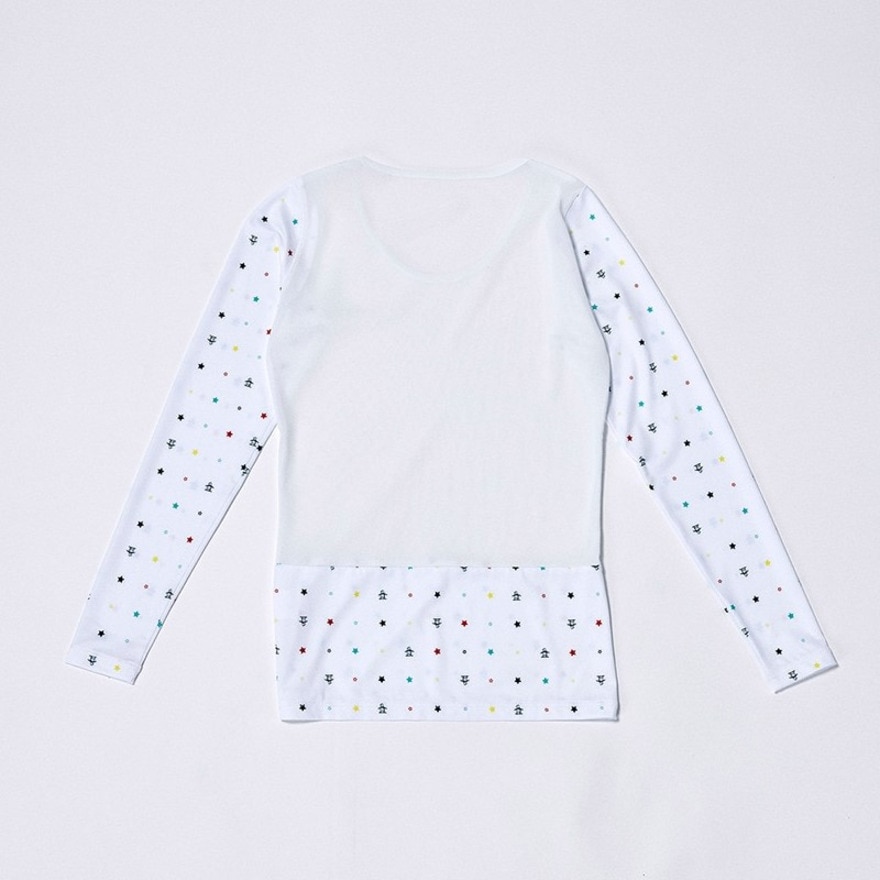 マンシングウエア（MUNSING WEAR）（レディース）ゴルフウェア クルーネック総柄プリント長袖アンダーシャツ MGWXJM03 WHML