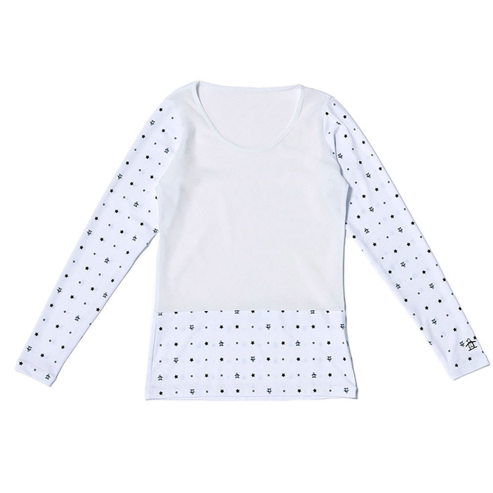 マンシングウエア（MUNSING WEAR）（レディース）ゴルフウェア クルーネック総柄プリント長袖アンダーシャツ MGWXJM03 WHNV