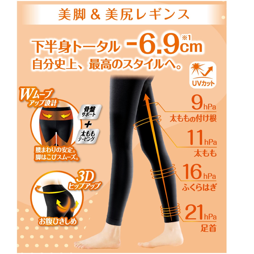 スリムウォーク（SLIM WALK）（レディース）ゴルフウェア 吸汗速乾 美脚&美尻レギンス SWG003 BLK LL
