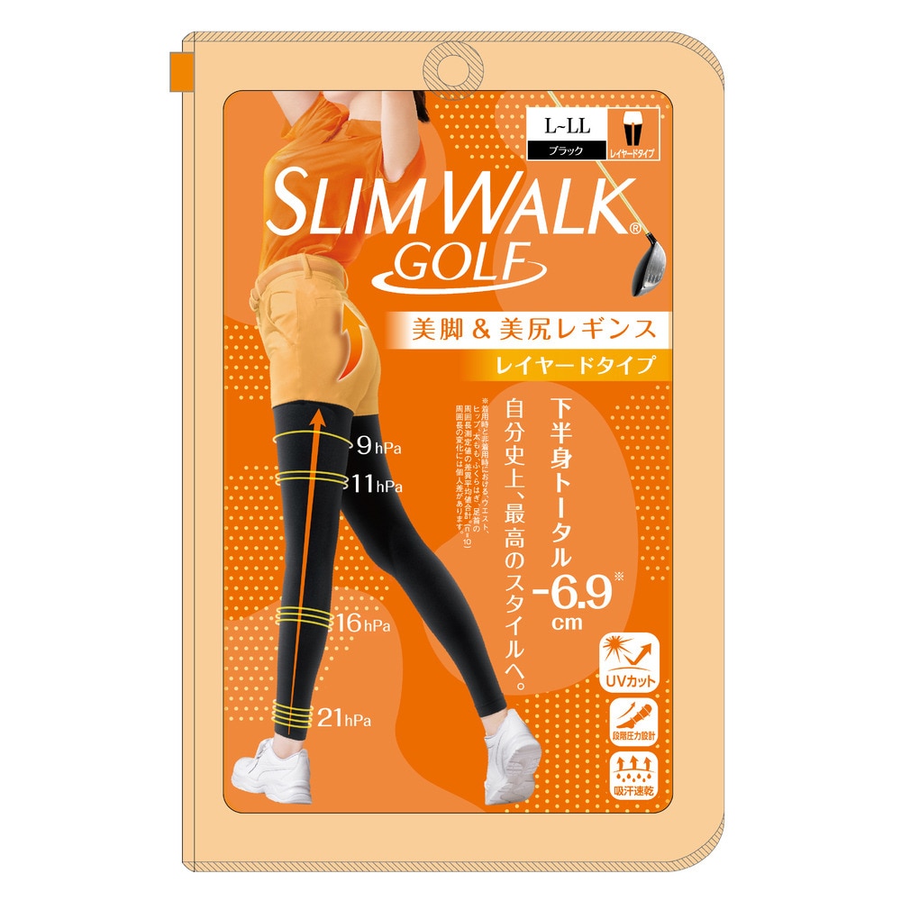 スリムウォーク（SLIM WALK）（レディース）ゴルフウェア 吸汗速乾 美脚&美尻レギンス SWG003 BLK LL