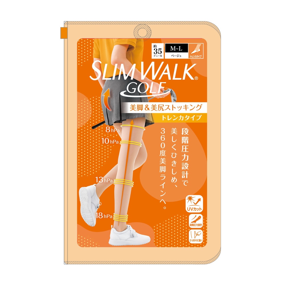 スリムウォーク（SLIM WALK）（レディース）ゴルフ 段階着圧 抗菌防臭 スリムウォークゴルフ 美脚 美尻ストッキング SWG007 ML